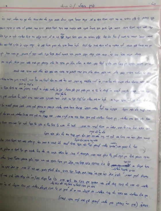 דף כתב יד בתוך שמרדף, ובראשו כותרת הפרק